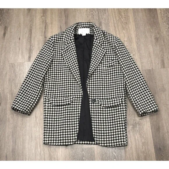 Vintage The Limited Blazer XS Wool 90s Oversized Houndstooth USA - Picture 3 of 11